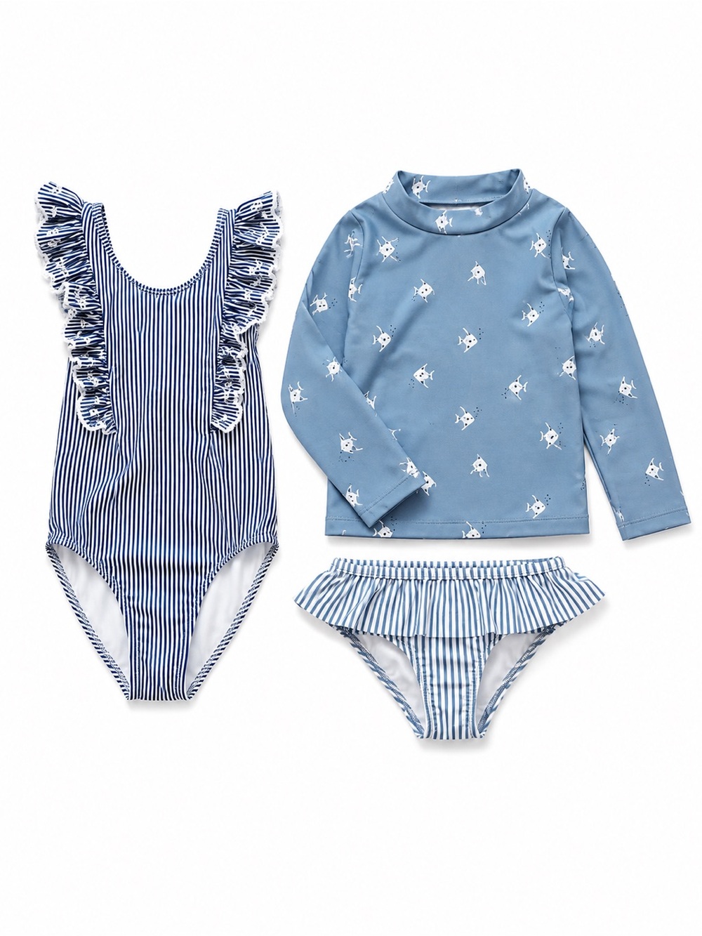 Carter’s Girls Swimsuit Bundle Size 4T Classic Stripes and Ruffle swimsuit set